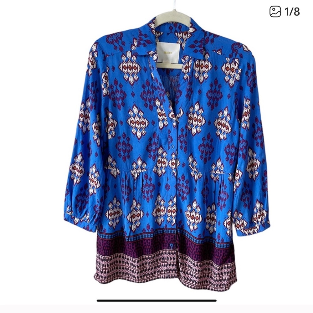 Maeve Woodland Walk Ikat Print Blouse Size 6